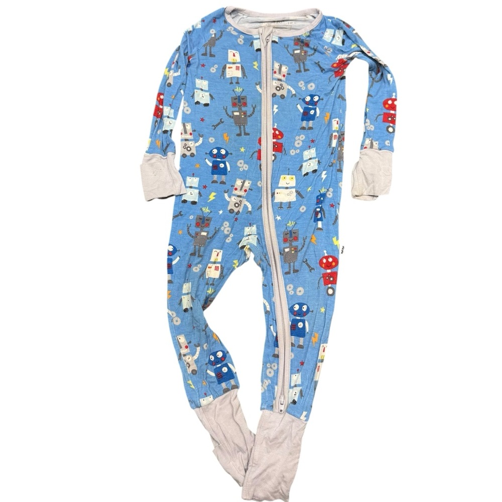 Little Sleepies Blue Robot Print Footless Pajamas